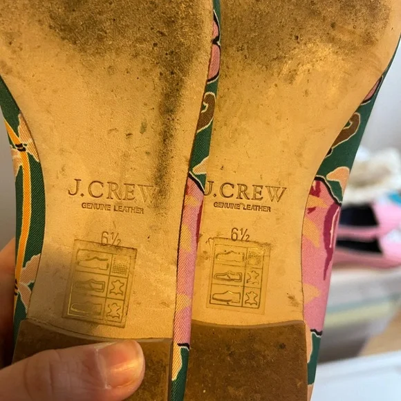 J. Crew Collection Floral Green and Pink Women's Flats - Picture 5 of 5